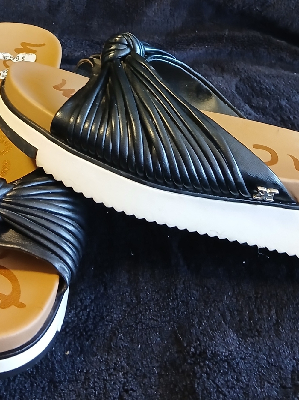 Sam Edelman Black and White Knotted Slide Sandals